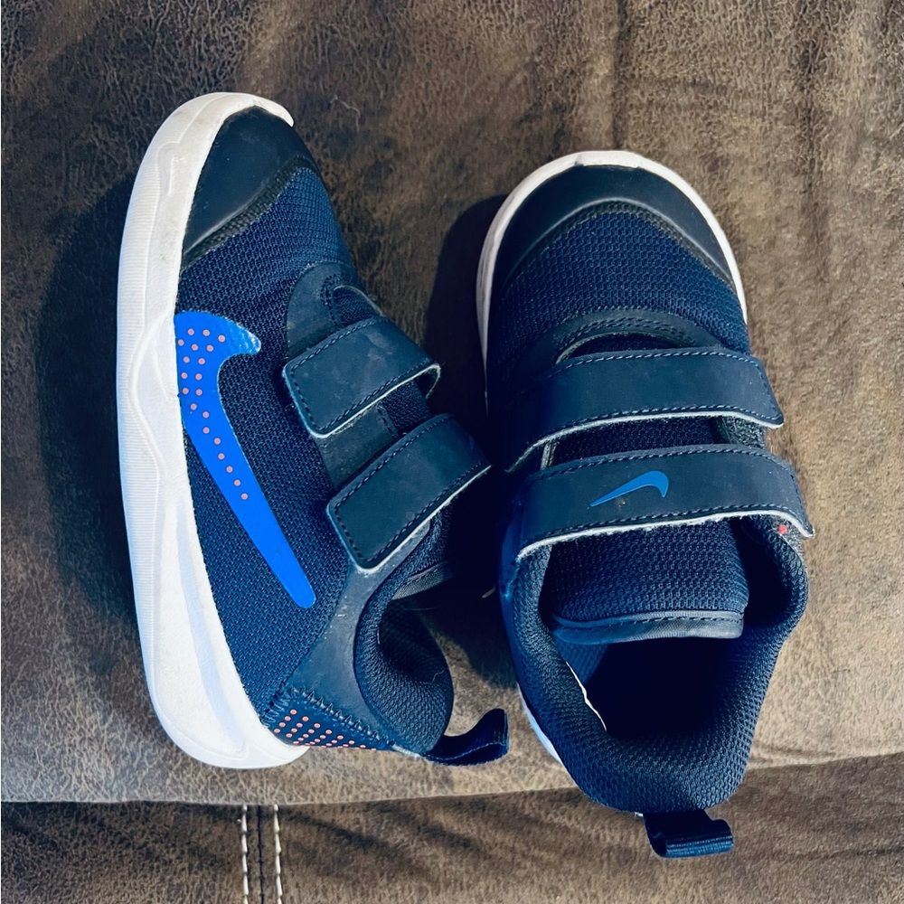 Nike Blue and White Sneakers with Velcro Straps